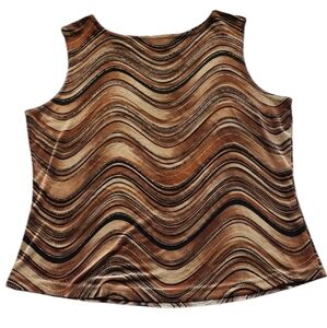 Velvet Gold Brown Wavy Shimmer Sparkle Tobi Tank Top Formal Party